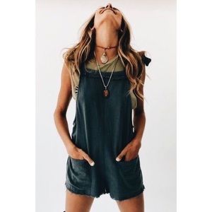 ✨ Adorable Navy Blue Romper Overalls